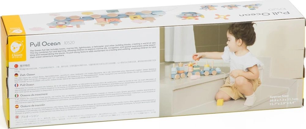 CLASSIC WORLD medinė Montessori traukinuko dėlionė Vandenyno pasaulis