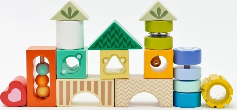 Medinės sensorinės kaladėlės su 7 funkcijomis CLASSIC WORLD Montessori