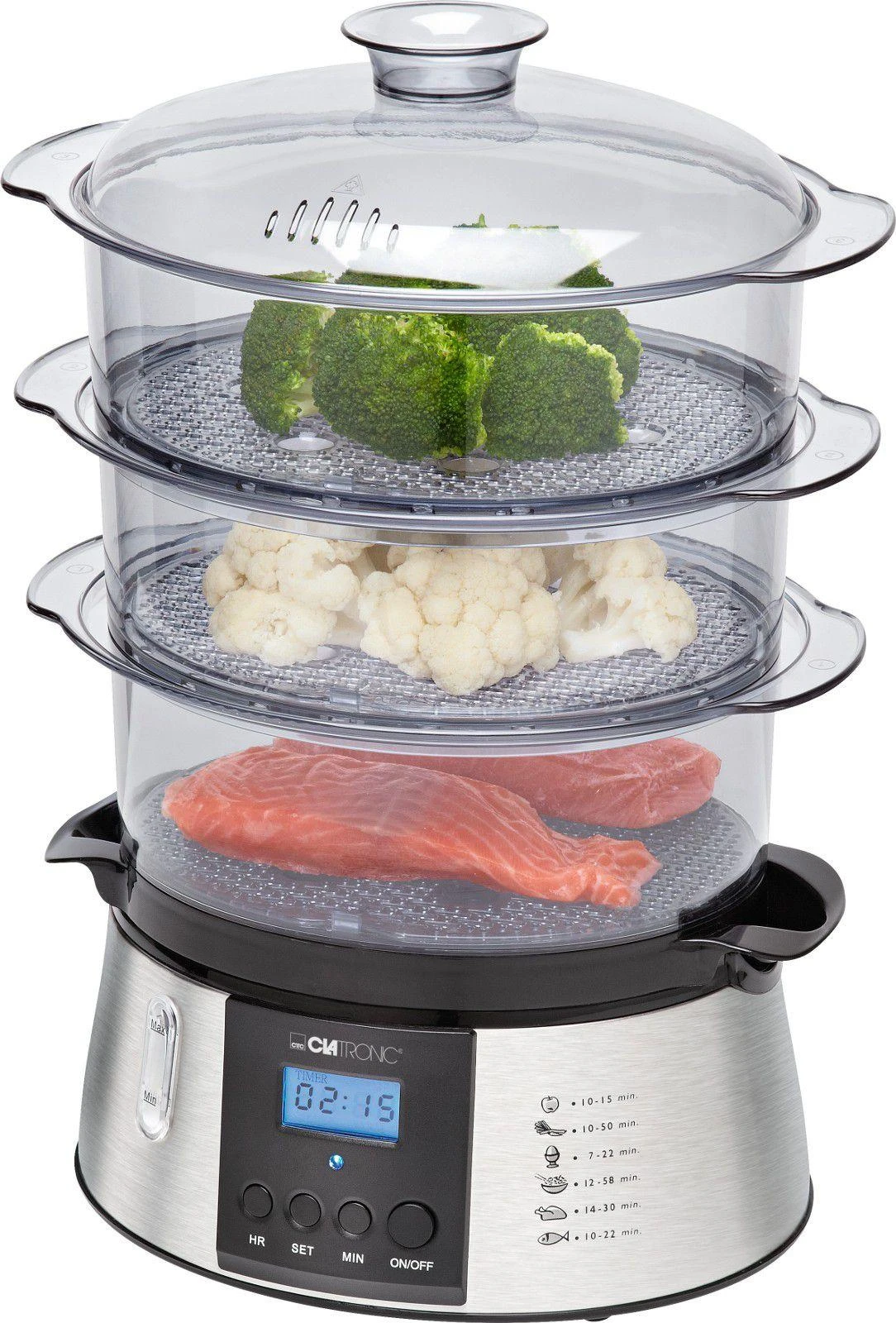 Clatronic DG 3547 steam cooker 3 basket(s) Juodas,Nerūdijantis plienas 800 W