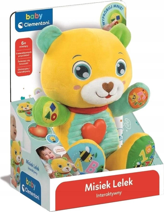Kolorowy Spalvingas interaktyvus meškiukas Naktinukas lenkų kalba Clementonixa050939