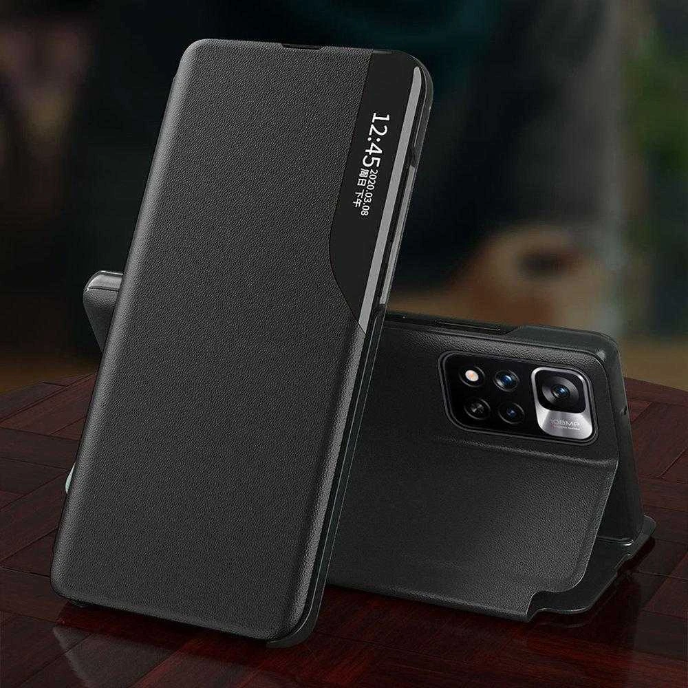 Hurtel Eco Leather View Elegant Flip su stoveliu Poco M4 Pro 5G dėklas telefonui mėlynos spalvos
