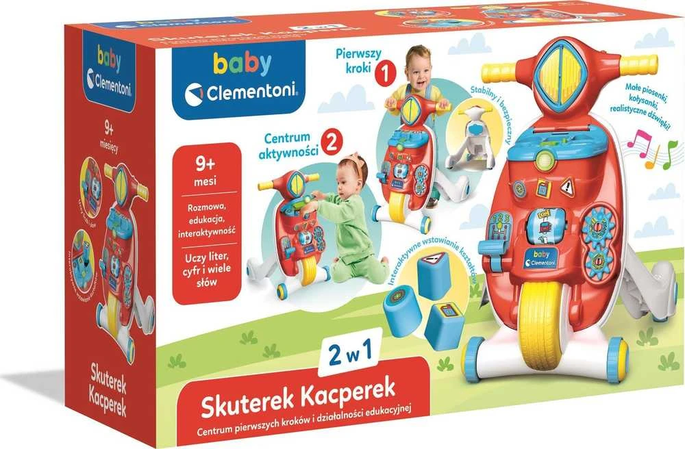 Vaikštynė-stumdukas Clementoni Baby skuterek Kacperek 2in1 su edukaciniu centru