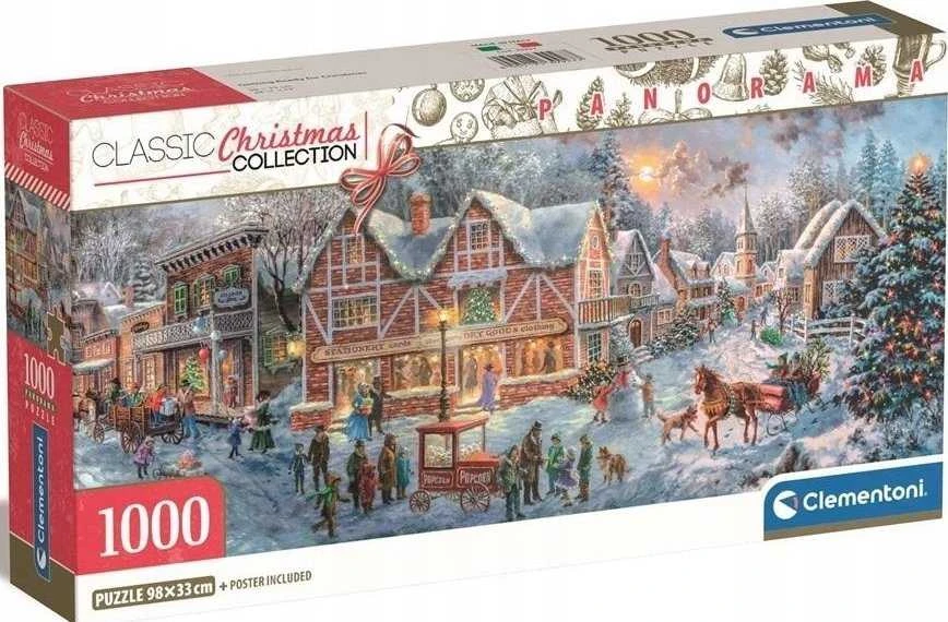 Dėlionė Clementoni CLE puzzle 1000 Panorama Christmas+poster 39927