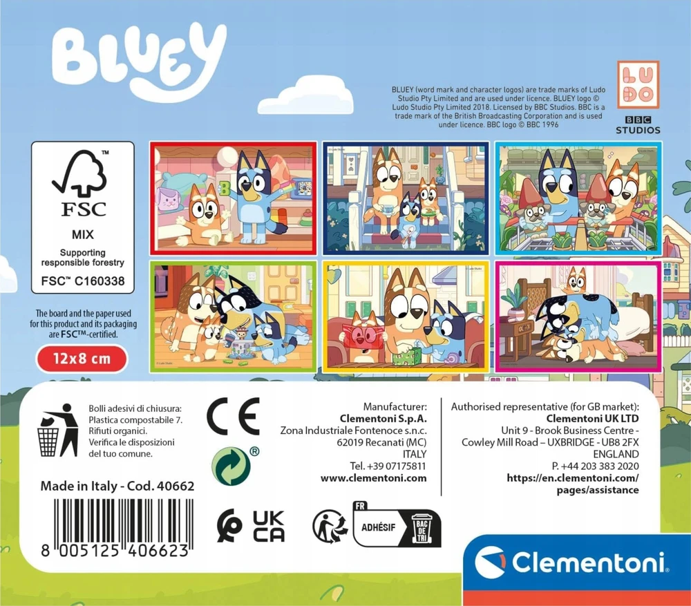 Clementoni Clementoni paveikslų kaladėlės, 6 vnt., Bluey, 40662
