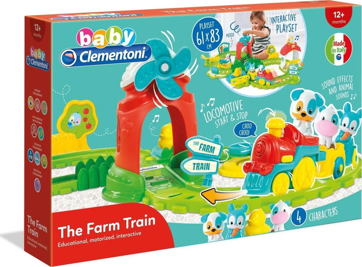 Traukinys su žaidimų rinkiniu fermos tema Clementoni
