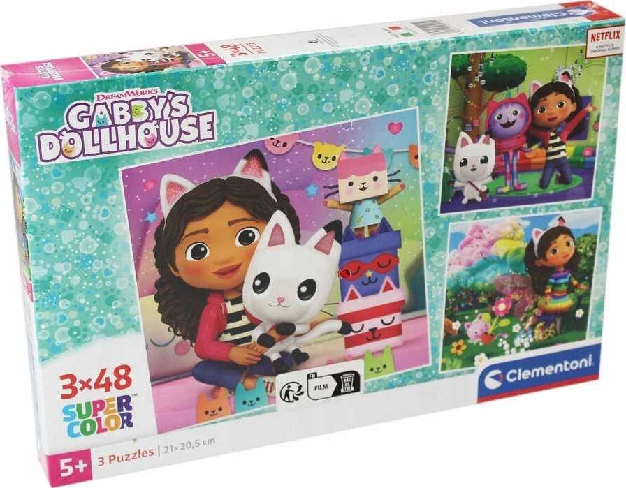 Clementoni Dėlionė 3x48 vnt. - Gabby's Dollhouse