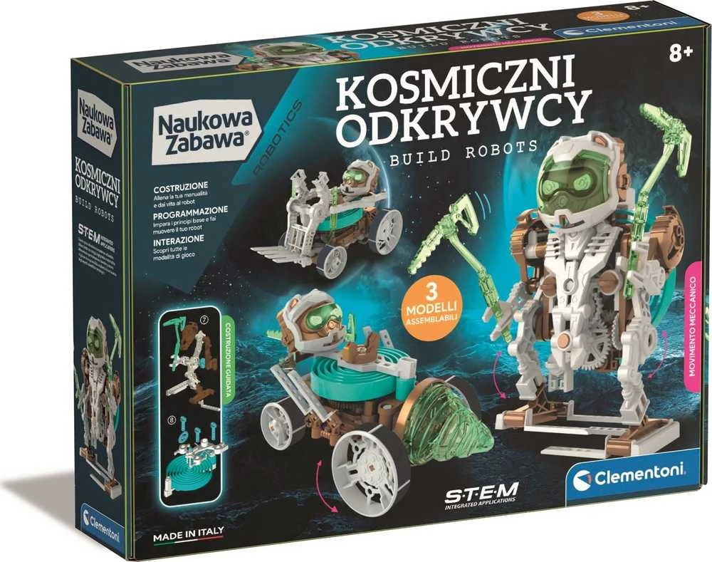 Mechanikos laboratorijos konstrukcijų rinkinys - Kosmoso tyrinėtojai - Kurkite robotus 3in1 - Clementoni 50873