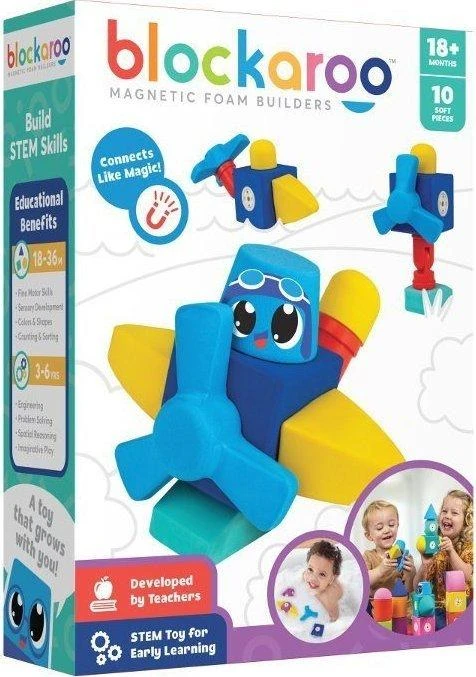 Clics toys MAGNETINIAI BLOKAI CLICS BLOCKAROO 301002 MAŽAS LĖKTUVIAS - PUTOLOŠINIAI BLOKAI ŽAIDIMUI VANDENYJE - 10 ELEMENTŲ