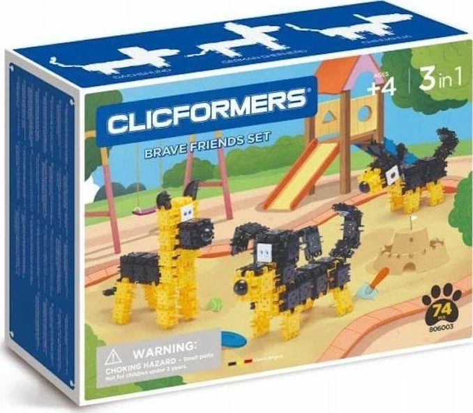 Clicformers Klocki Clics žaislai Clics Klocki CLICFORMERS Juodas ir geltonieji draugai 74el (806003)