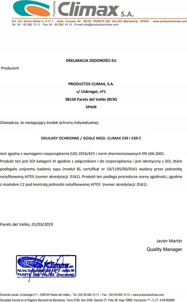 CLIMAX APSAUGINIAI AKINIAI 539 -C UŽDARO TIPO NEVENTILIUOJAMI
