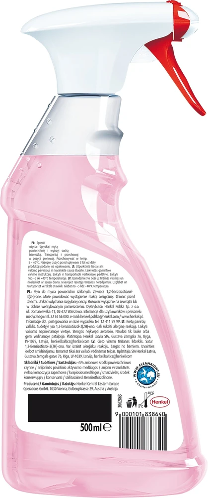 Langų valiklis CLIN Streak Free Windows & Mirrors Peony, 500 ml