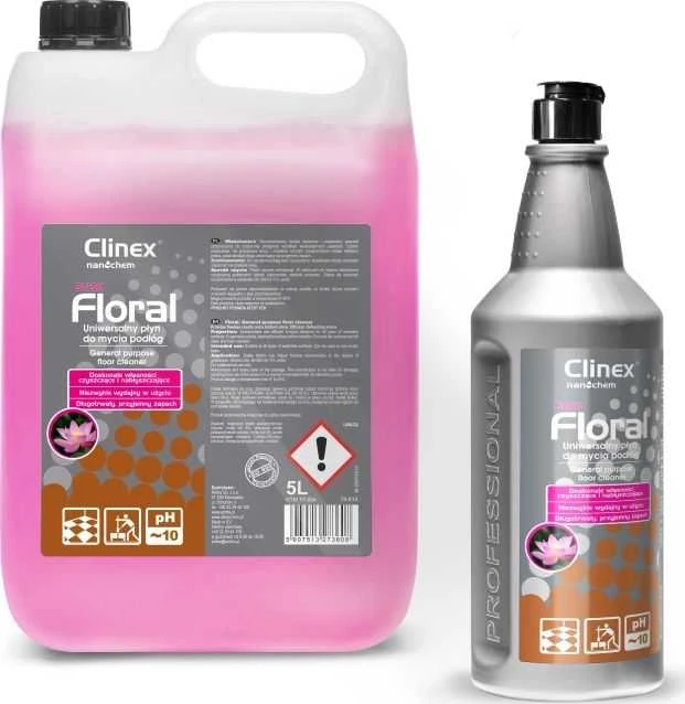 Grindų valymo skystis be dryžių, blizgesio, kvapo CLINEX Floral - skaistalai 10L