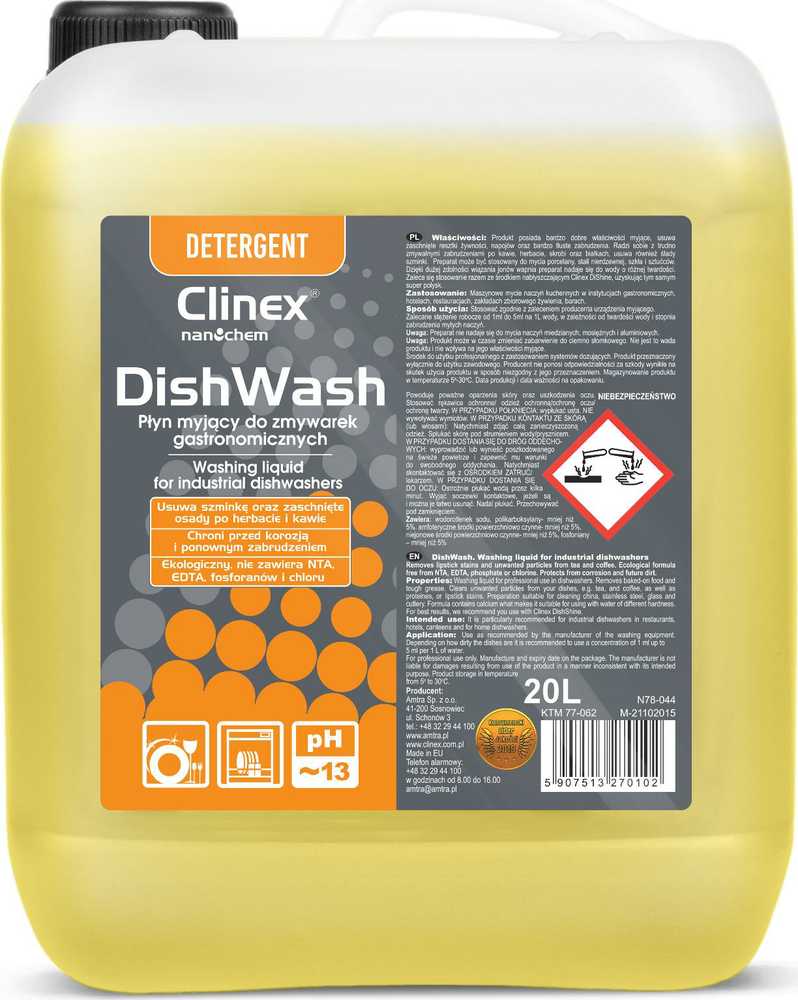 CLINEX DishWash 20L skystas koncentratas, skirtas viešojo maitinimo indaplovėms