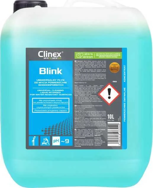 Clinex Universalus skystis paviršiams valyti be dryžių, blizgesio, citrinų kvapo CLINEX Blink 10L Universalus skystis paviršiams valyti be dryžių, blizgesio, citrinos kvapo CLINEX Blink 10L