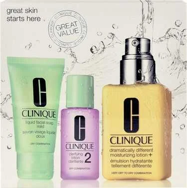 „Clinique Rinkinys Great Skin“ (moterims) veido prausiklis 30 ml + valomasis pienelis 30 ml + drėkinamasis kremas nuo dirginimo 125 ml