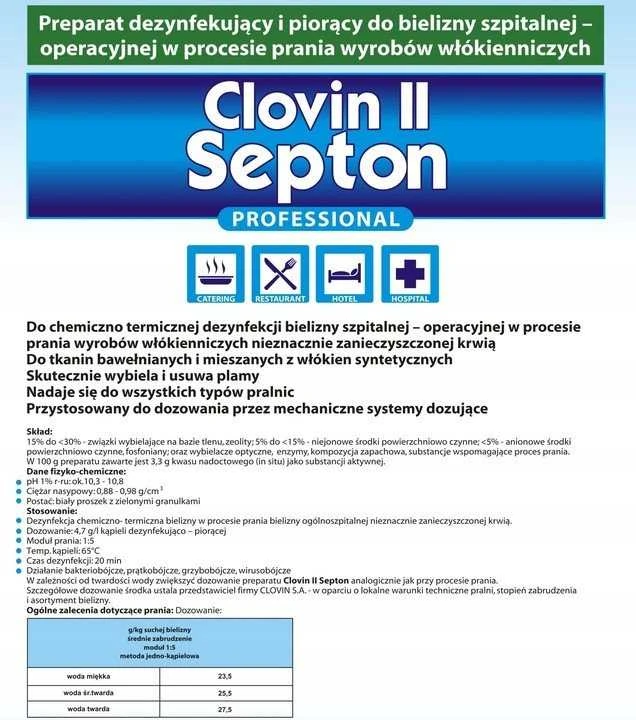 Clovin II Septon - Skalbimo ir dezinfekavimo priemonė 15 kg