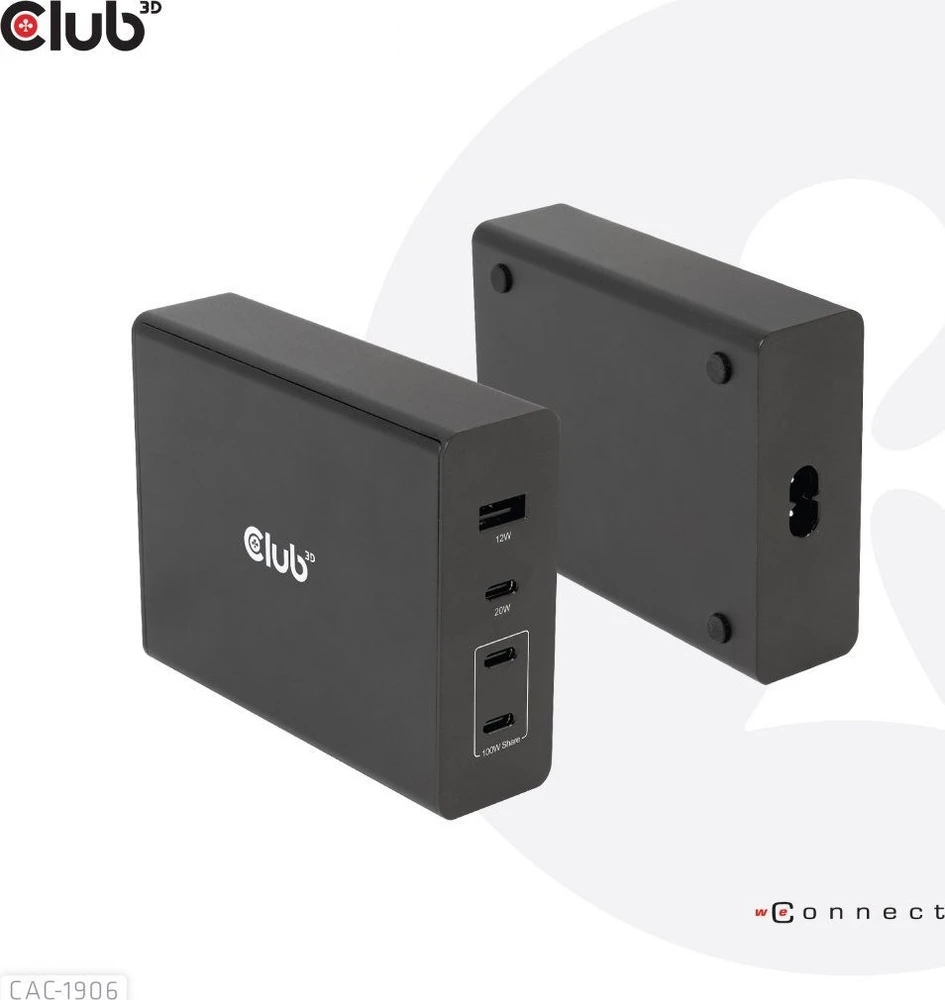 Club 3D 1x USB-A įkroviklis 3x USB-C (CAC-1906)