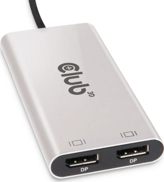 „Club 3D“ AV signalo perdavimo sistema „Club 3D“ vaizdo šakotuvas „Thunderbolt“ 3–2 DP, dvigubas 4K60Hz arba vienas 8K60Hz/4K120Hz