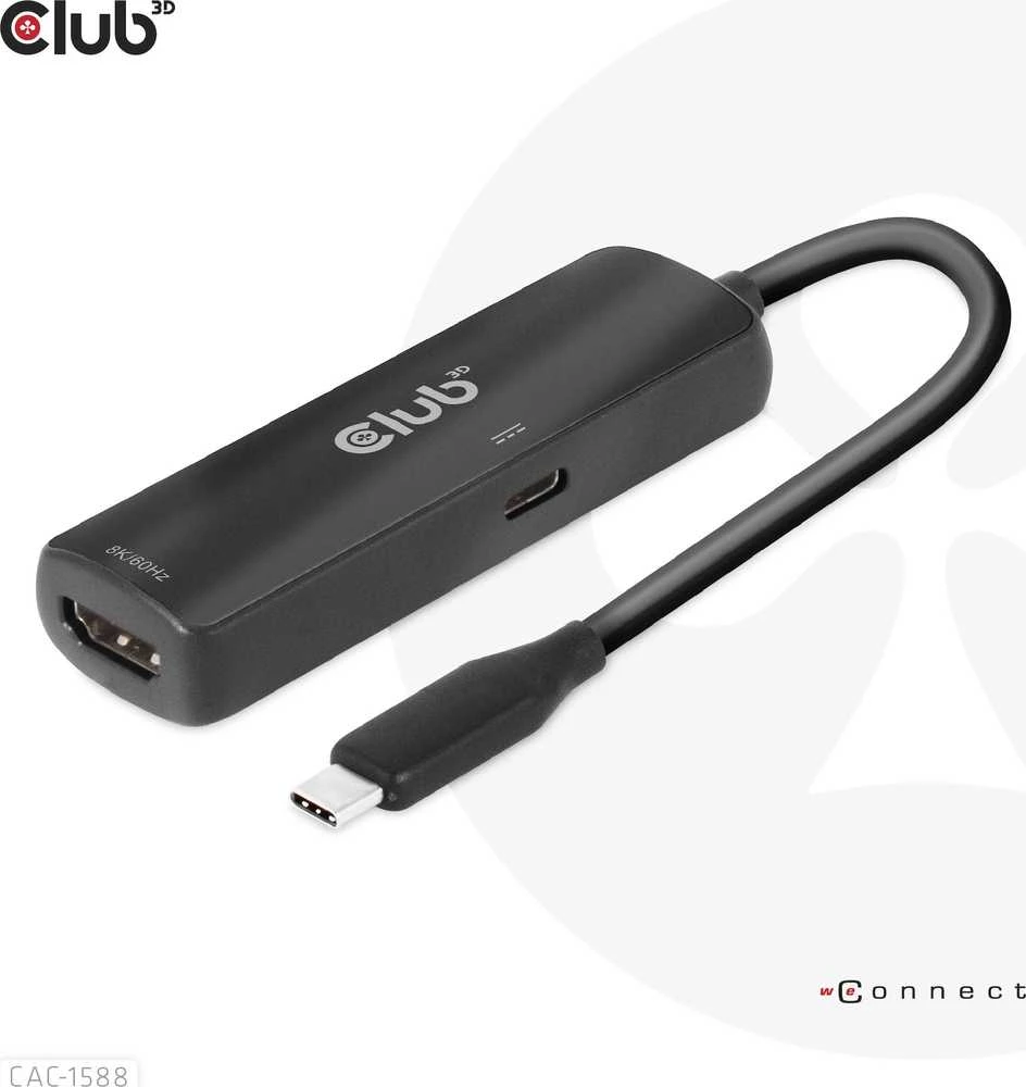 Club 3D Club3D USB-C adapteris su HDMI 8K60Hz/4K120Hz, aktyvus M/F adapteris, PD 3.0, HDR10+ ir DSC 1.2