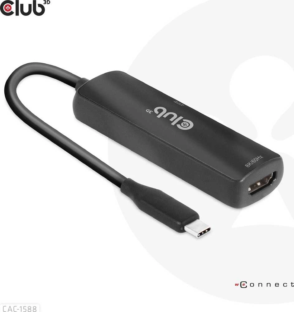 Club 3D Club3D USB-C adapteris su HDMI 8K60Hz/4K120Hz, aktyvus M/F adapteris, PD 3.0, HDR10+ ir DSC 1.2