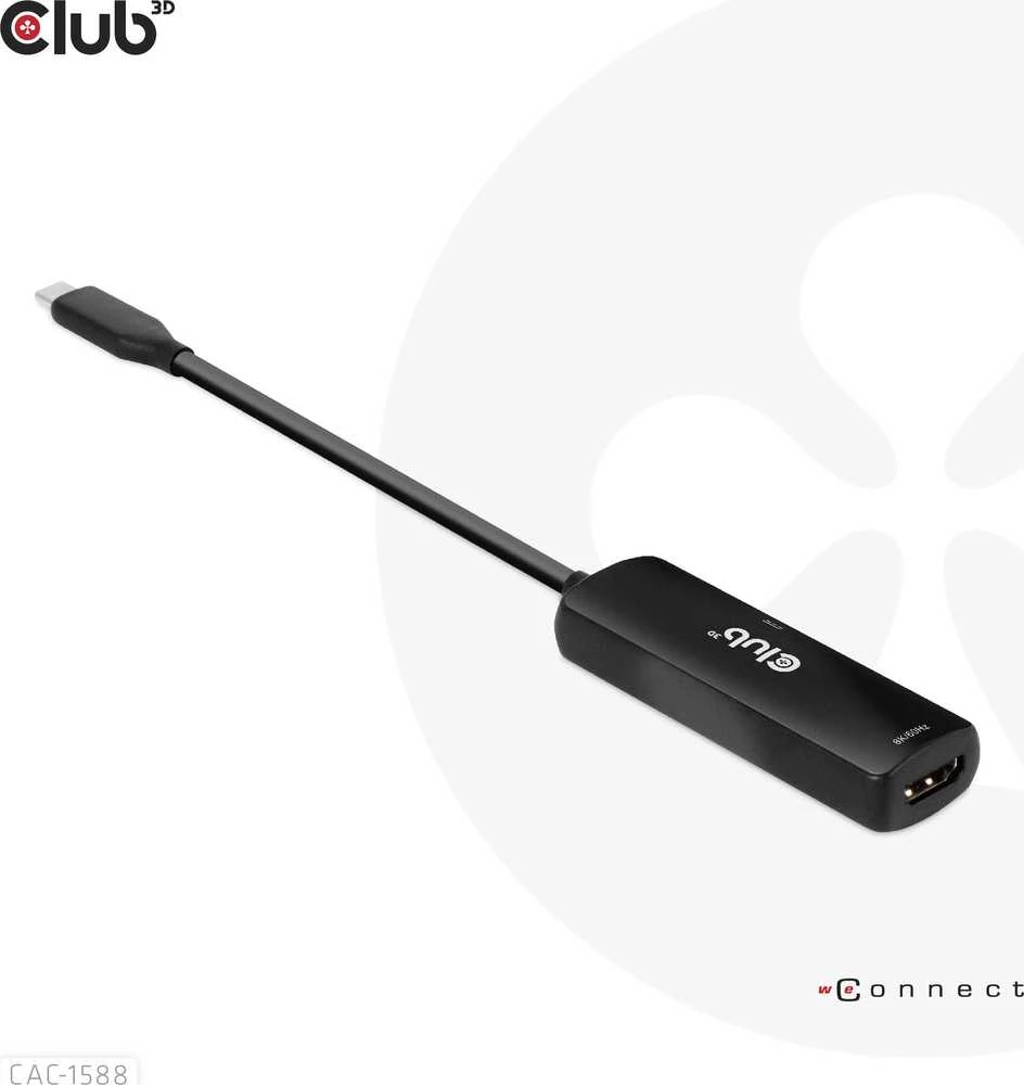Club 3D Club3D USB-C adapteris su HDMI 8K60Hz/4K120Hz, aktyvus M/F adapteris, PD 3.0, HDR10+ ir DSC 1.2