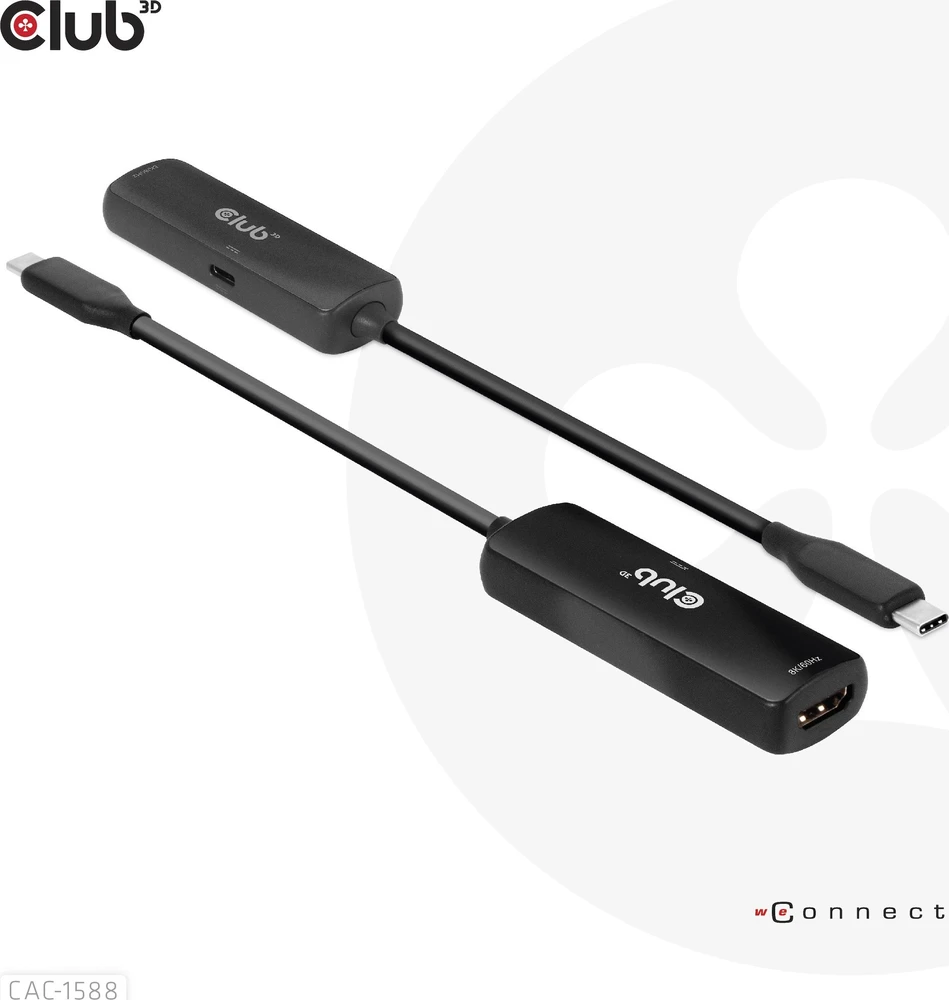 Club 3D Club3D USB-C adapteris su HDMI 8K60Hz/4K120Hz, aktyvus M/F adapteris, PD 3.0, HDR10+ ir DSC 1.2