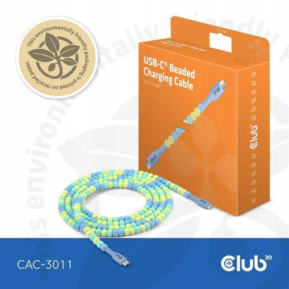 Kabelis USB Club 3D USB-C - USB-C 2 m daugiaspalvis (CAC-3011)