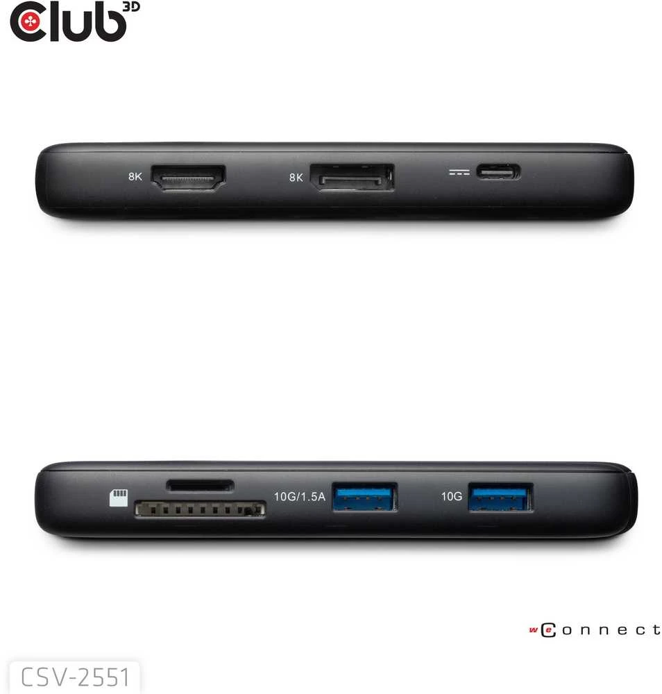Club 3D CSV-2551 USB-C šakotuvo jungčių vaizdas