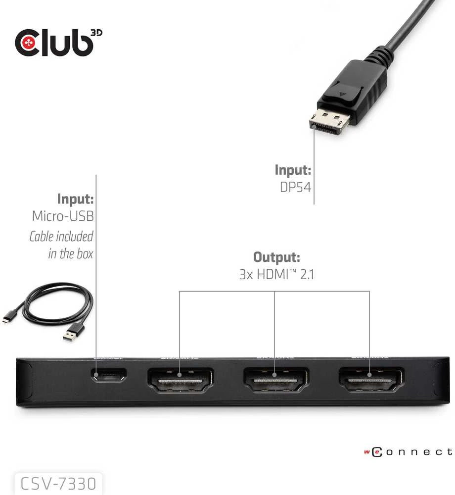 „Club 3D CLUB3D CSV-7330 DisplayPort“ šakotuvai ir koncentratoriai