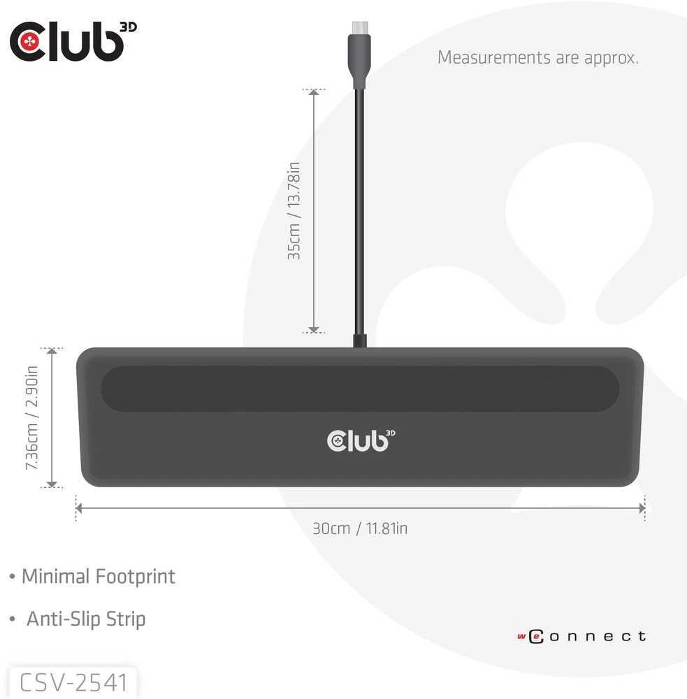 „Club 3D“ „Club3D“ USB-C prijungimo stotelė 12v1, 2xHDMI, 1xDP, 2xUSB-C, 3xUSB, 1xRJ45, 1x3,5 mm, juoda
