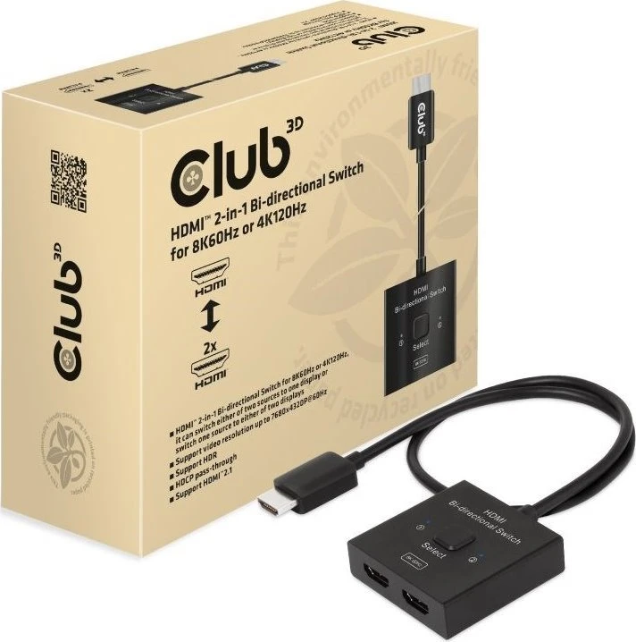 Club 3D CLD CLUB3D CSV-1384 KVM jungiklis Juoda