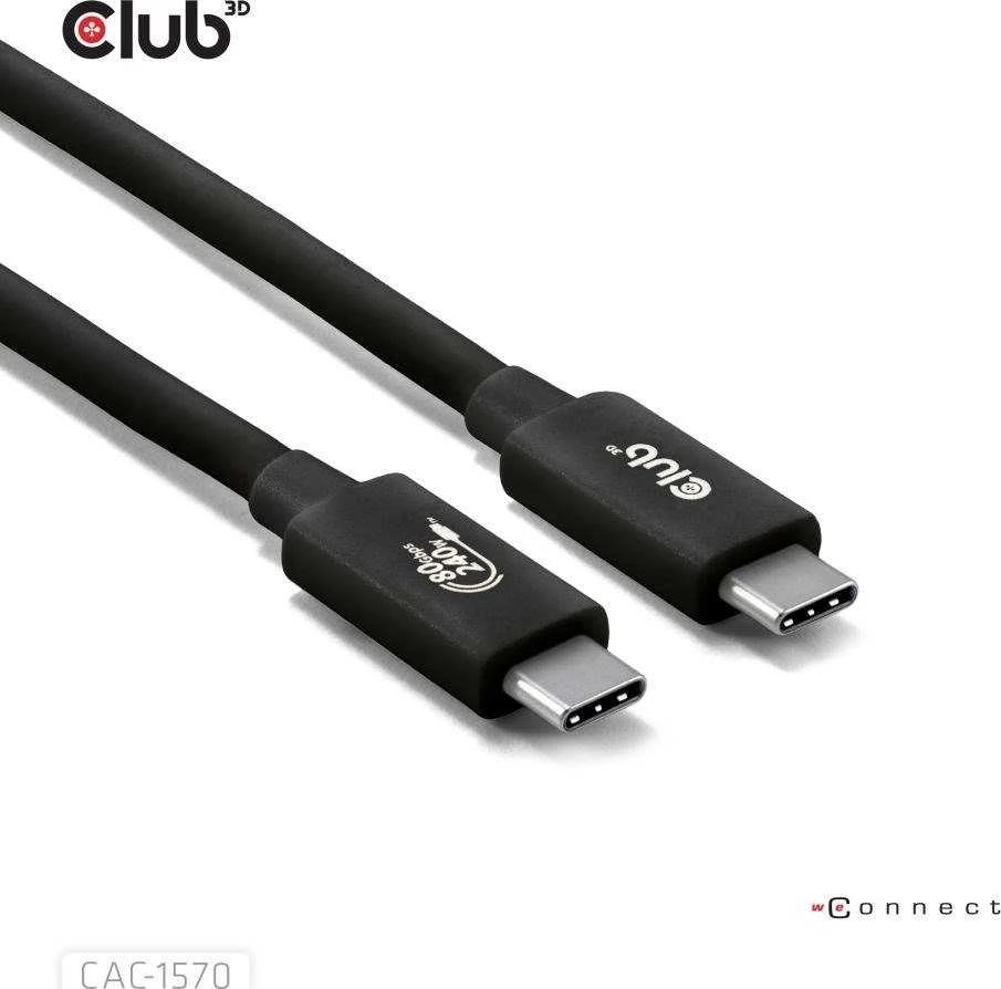 Kabelis USB Club 3D USB-C - USB-C 1 m Juodas (CAC-1570)