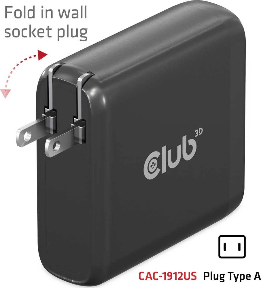 Club 3D Club3D kelioninis įkroviklis 100W GAN technologija, 2xUSB-A ir 2xUSB-C, PD 3.0 palaikymas