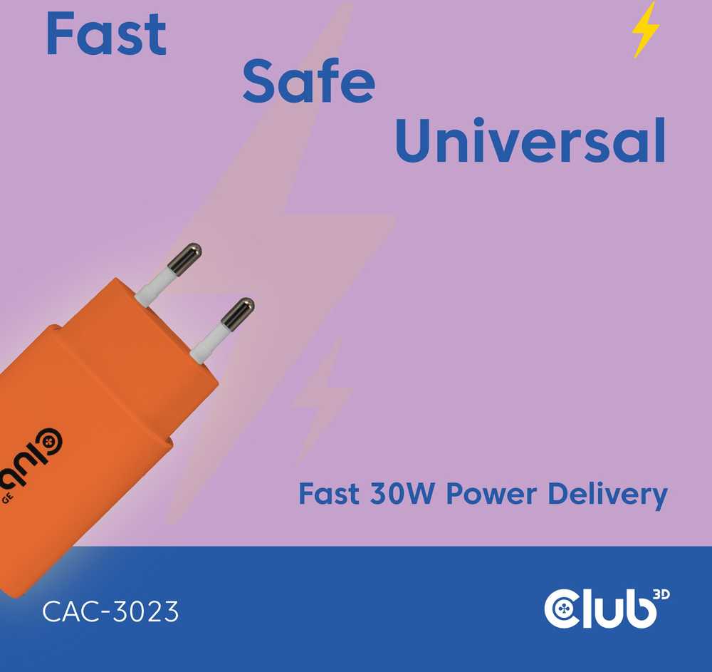 Įkroviklis Club 3D CAC-3023 30W Oranžinė