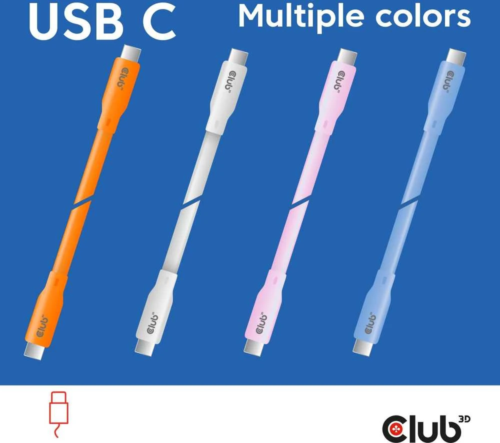 Club 3D Club3D Lifestyle USB-C Kabelis PD 240W,20Gbps 2m rožinė St/St mažmeninė prekyba