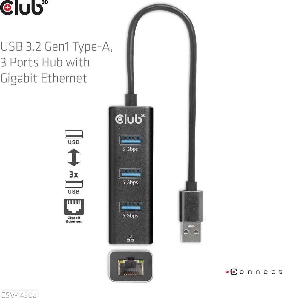 Club 3D Įvesties/išvesties šakotuvas USB3.2 3 prievadų/CSV-1430A CLUB3D