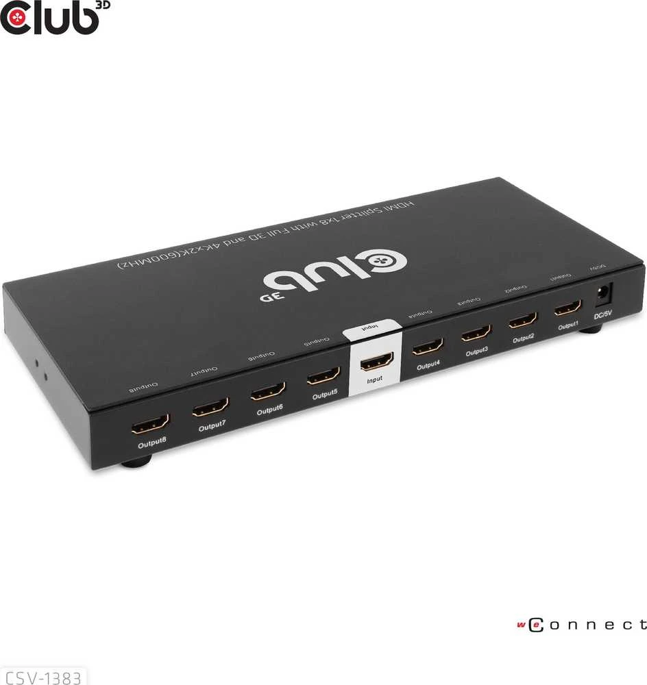 Club 3D Club3D vaizdo skirstytuvas 1:8 HDMI 2.0 4K60Hz UHD (600Mhz), 8 prievadai