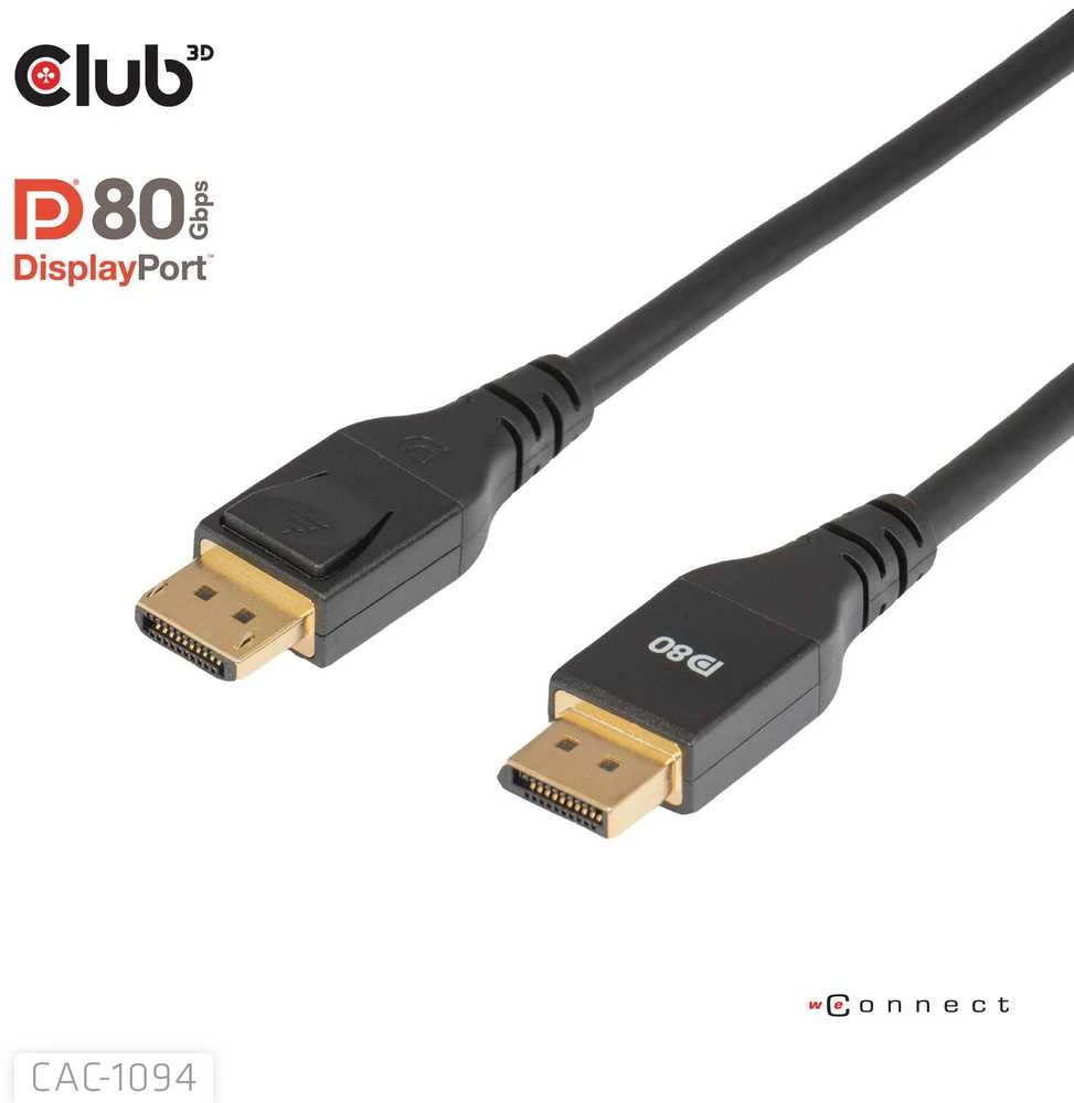 Club 3D DP 2.1 kabelio jungtys su DP80 ženklinimu