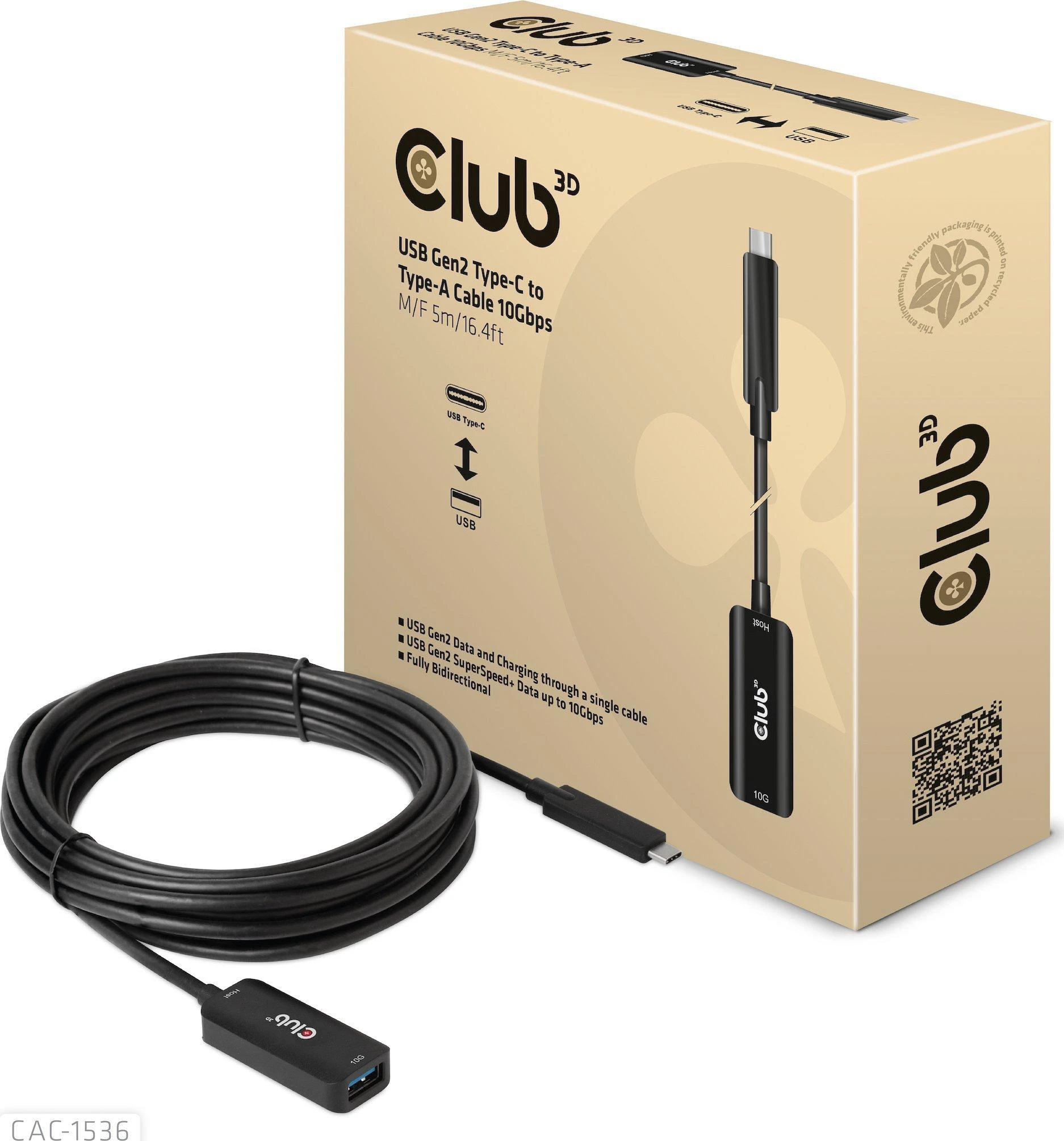 Goobay Club 3D Club3D Kabelis USB-C į USB-A, 10Gbps, 5m, M/F