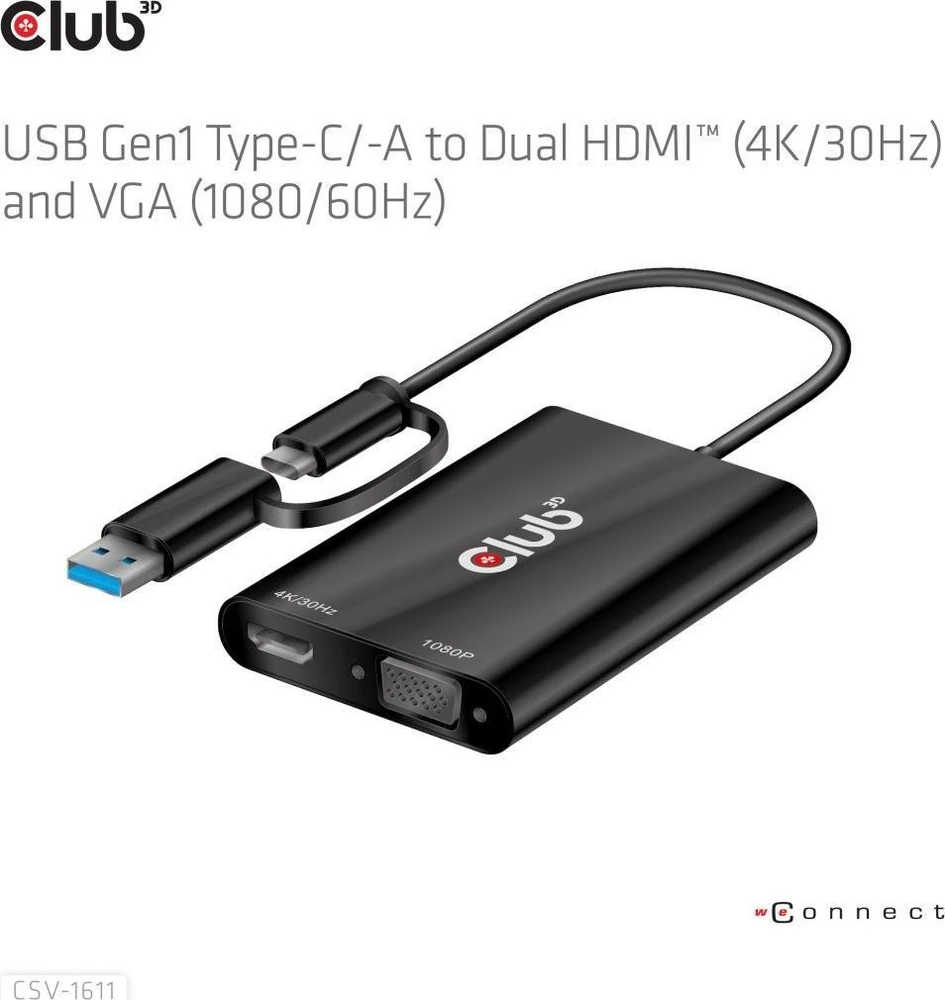 Club 3D USB-C/A stotis / replikatorius (CSV-1611)
