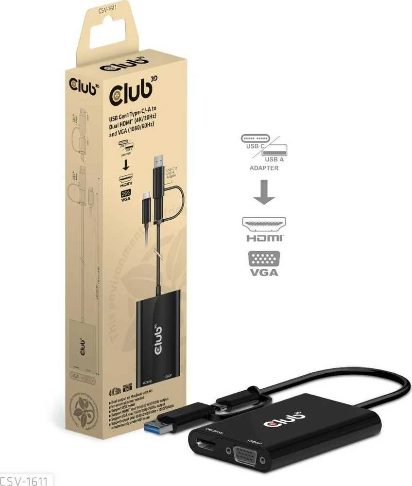 Club 3D USB-C/A stotis / replikatorius (CSV-1611)