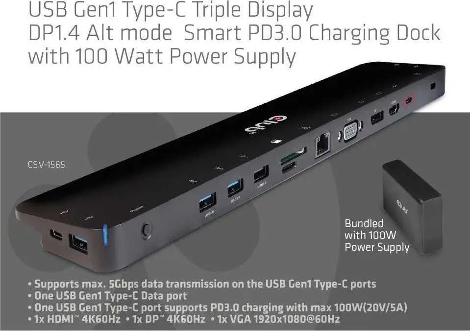 Club 3D USB-C stotis / replikatorius (CSV-1565)