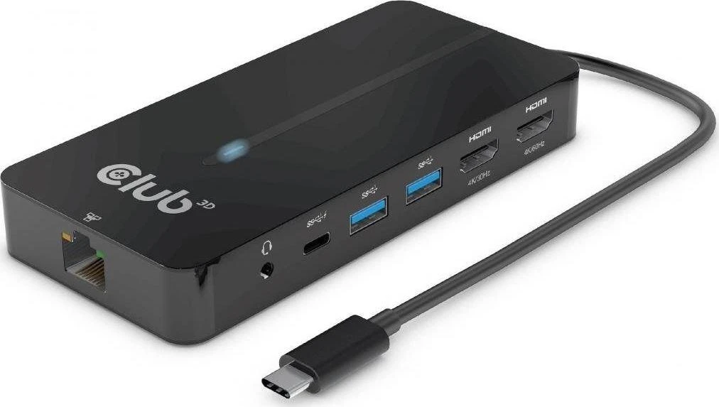Club 3D CSV-1595 USB GEN1 TYPE-C 7-IN-1 HUB SU 2XHDMI, 2USB GEN1 TYPE-A, 1 RJ45, 1X3.5MM GARSO, 1XUSB GEN1 TYPE-C 100W MOTERIS