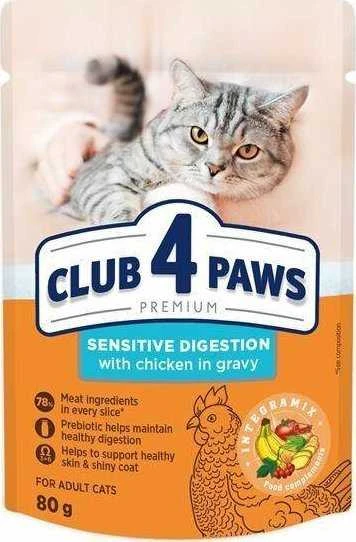 Club 4 Paws Sensitive Digestion konservai katėms su vištiena padaže jautriam virškinimui, 80 g