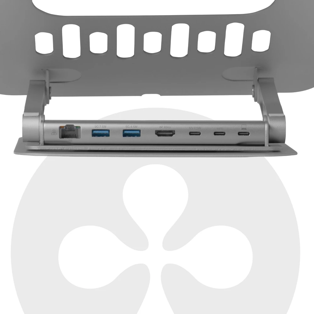 Club 3D „Club3D“ nešiojamojo kompiuterio stovas su USB-C šakotuvu, 100 W, 360°, 4K, 60 Hz
