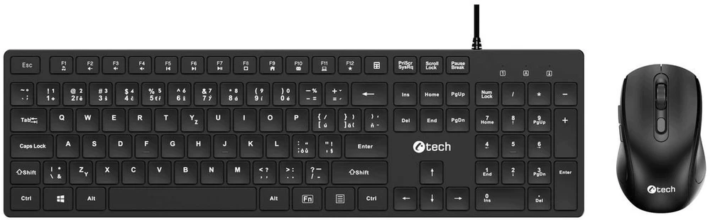 CM Storm Klaviatūra ir pelė CMStorm C-TECH Klaviatūra KBM-108, su laidu komplektas combo su myszą, multimedialna, USB, CZ/SK (KBM-108-BL)