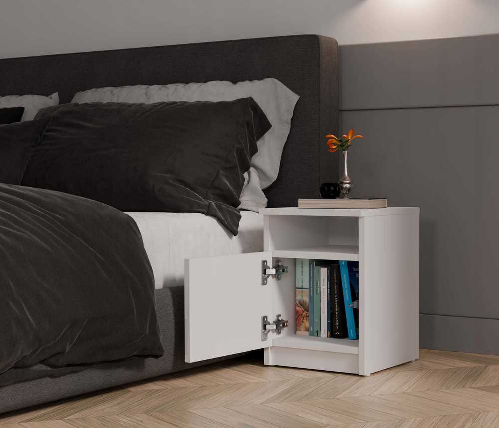 Top E Shop GALAX 30/1D Baltas BEDSIDE TABLE