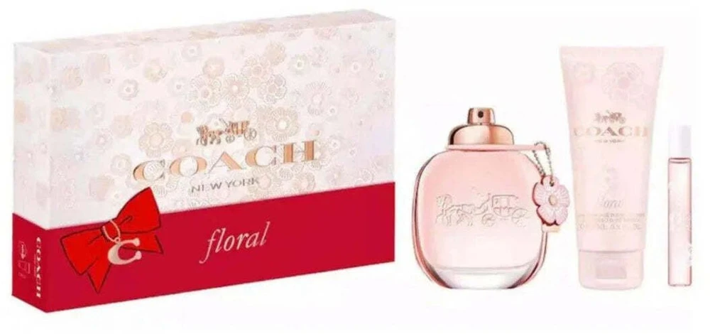 Rinkinys Coach: Florinis, Eau De Parfum, Moterims, 90 ml + Florinis, Eau De Parfum, Moterims, 7.5 ml + Florinis, Kūno losjonas, Visam kūnui, 100 ml