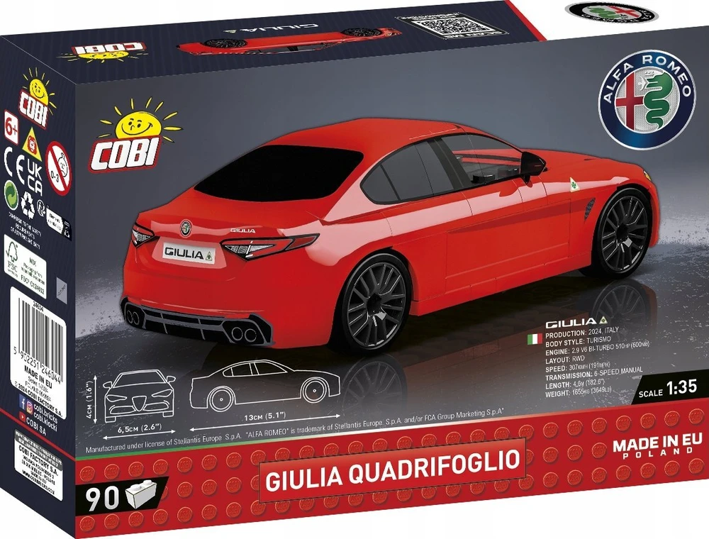 COBI konstruktorius Alfa Romeo Giulia Quadrifoglio 1:35, 90 detalių