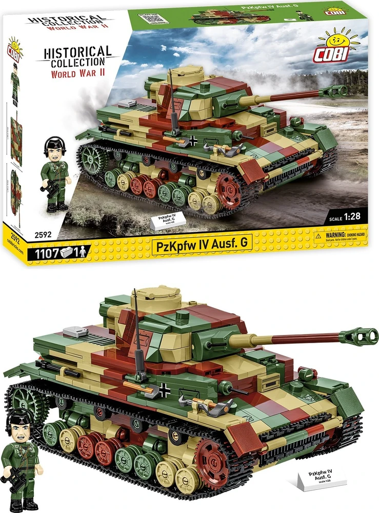 Cobi Konstruktoriaus kaladėlės WWII PZKPFW IV AUSF.G, 1107 kaladėlių